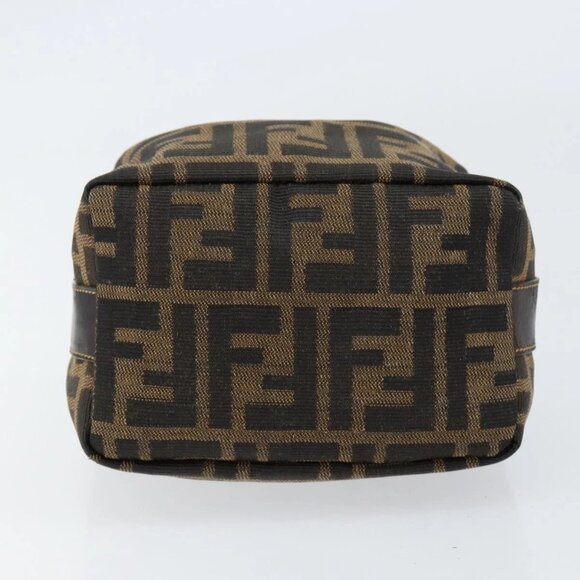 FENDI Zucca Canvas Vanity Hand Bag Black Brown Auth 150140 - Picture 7 of 16